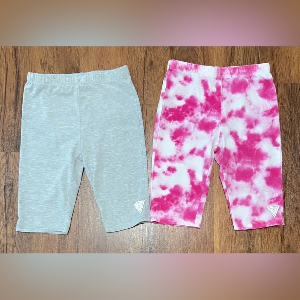 Guess Pink Tie-Dye and Gray shorts 2 piece set